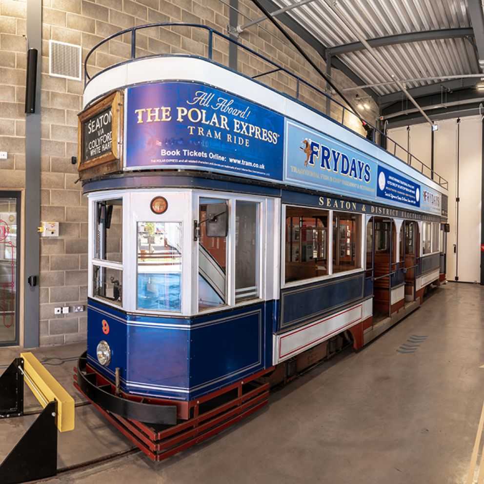 Blue Tram Car 9 at Seaton Station