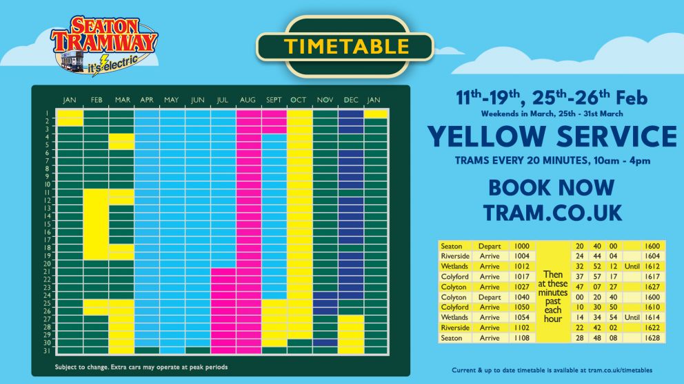 2023 Timetable Seaton Tramway