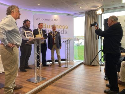 Josh_castree_and_steve_waite_seaton_tramway_receiving_the_award_for_tramstop_cafe