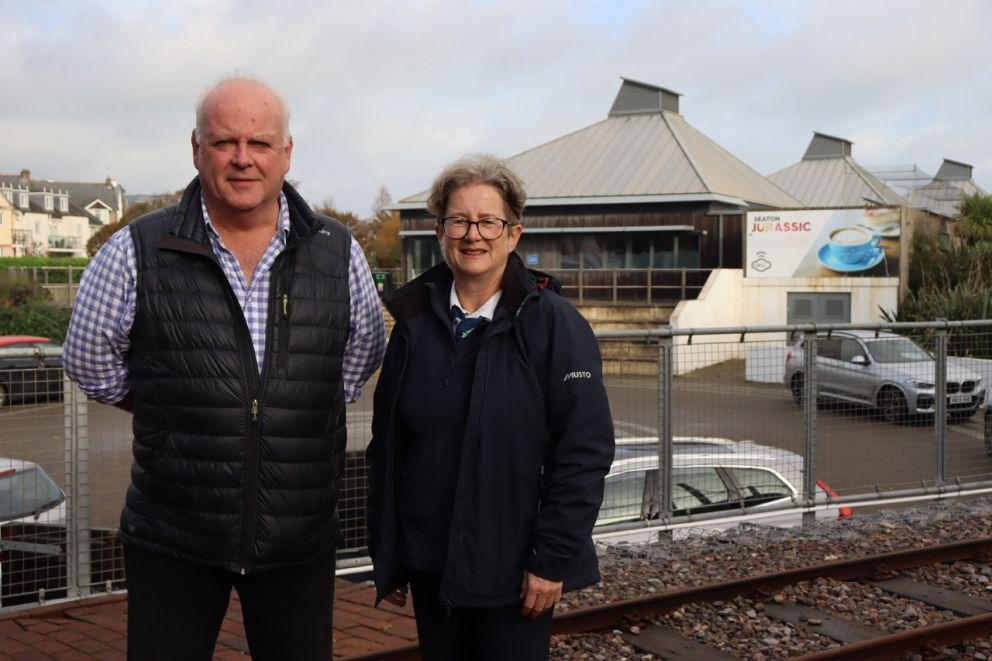 Councillor Paul Arnott, Leader of EDDC and Jenny Nunn, CEO of Seaton Tramway